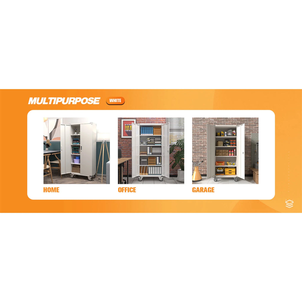 Aobabo 72 Inch Locking Storage Cabinet w/ Adjustable Shelves, Gray