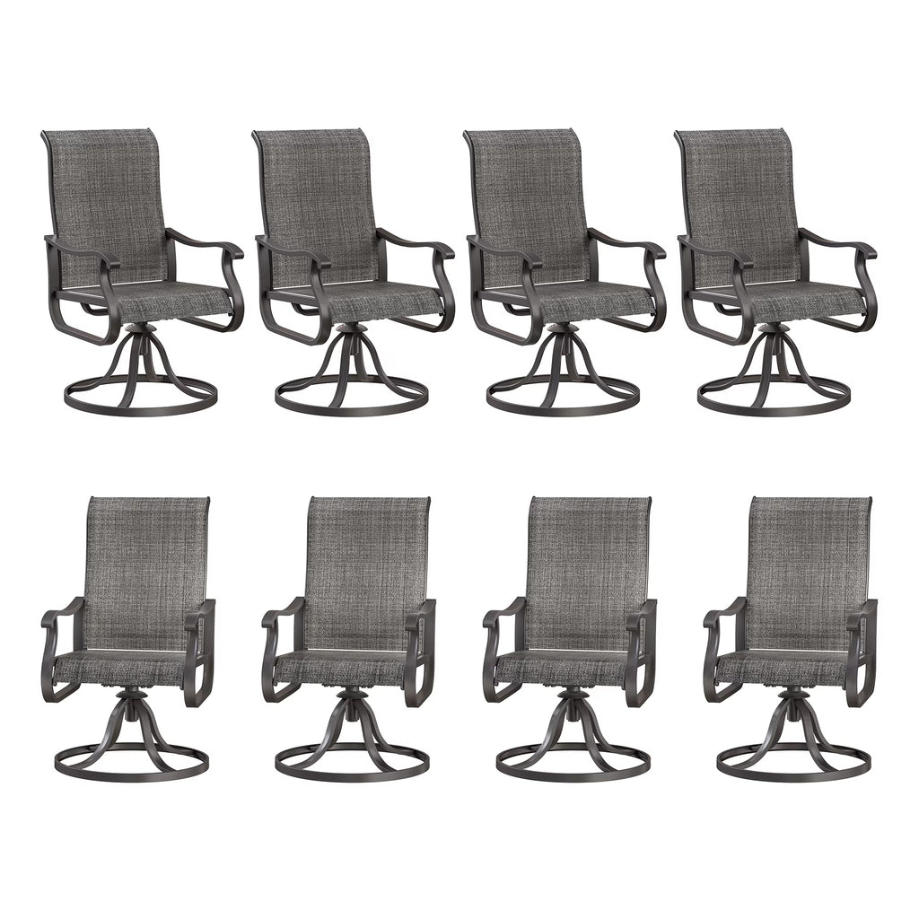 ELPOSUN Patio Swivel Chairs Set of 2, Outdoor Dining Chairs High Back All Weather Breathable Textilene Outdoor Swivel Chairs with Metal Rocking Frame for Lawn Garden Backyard Deck, Khaki