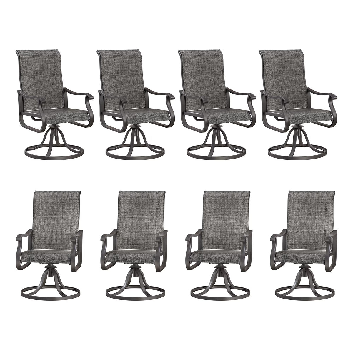 ELPOSUN Patio Swivel Chairs Set of 2, Outdoor Dining Chairs High Back All Weather Breathable Textilene Outdoor Swivel Chairs with Metal Rocking Frame for Lawn Garden Backyard Deck, Khaki