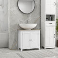 Kleankin Pedestal Sink Storage Cabinet, Under Sink Cabinet, Bathroom Vanity Cabinet with U-Shape and Adjustable Internal Shelf, White