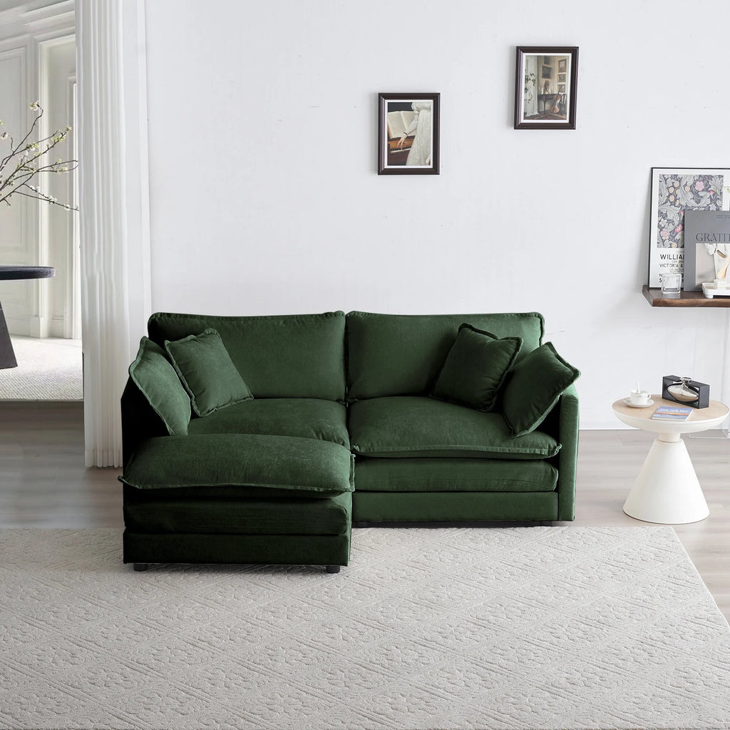 Comfy Deep Seat Sofa Chair, Upholstered Chenille Fabric Armchair with Toss Pillow for Living Room, Bedroom - Beige, Sturdy Wood Frame, 22+ Combination Options