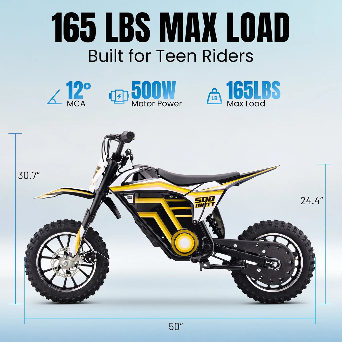 Electric Dirt Bike for Teens Adults, 500W Electric-Motorcycle Mountain Off-Road EBike