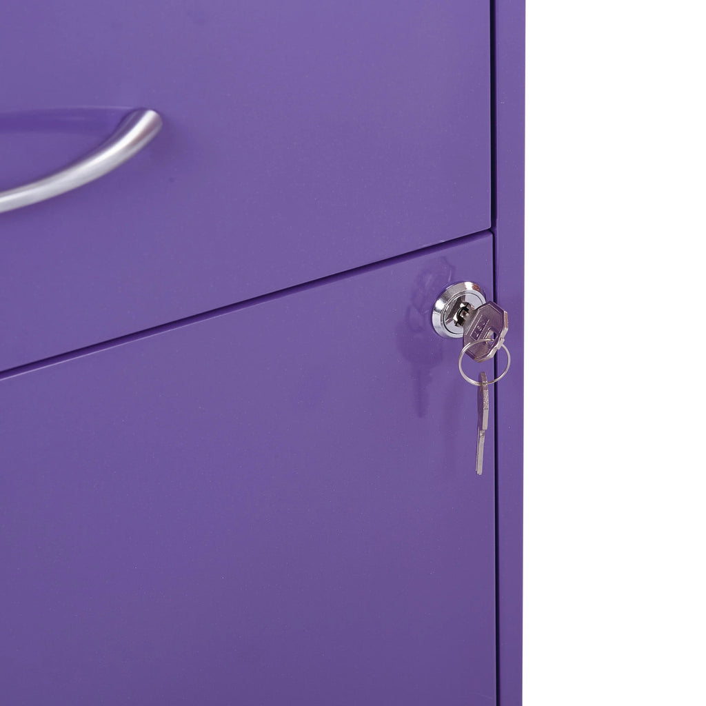 Osp Designs 3 Drawer Vertical Metal Lockable Filing Cabinet, Purple