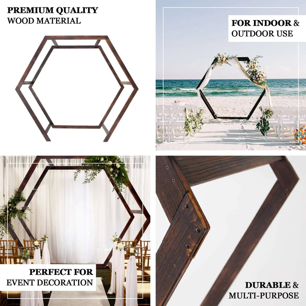 Efavormart 7FT Rustic Square Wedding Arch Wooden Backdrop Stand, Wedding Ceremony Arch - Brown