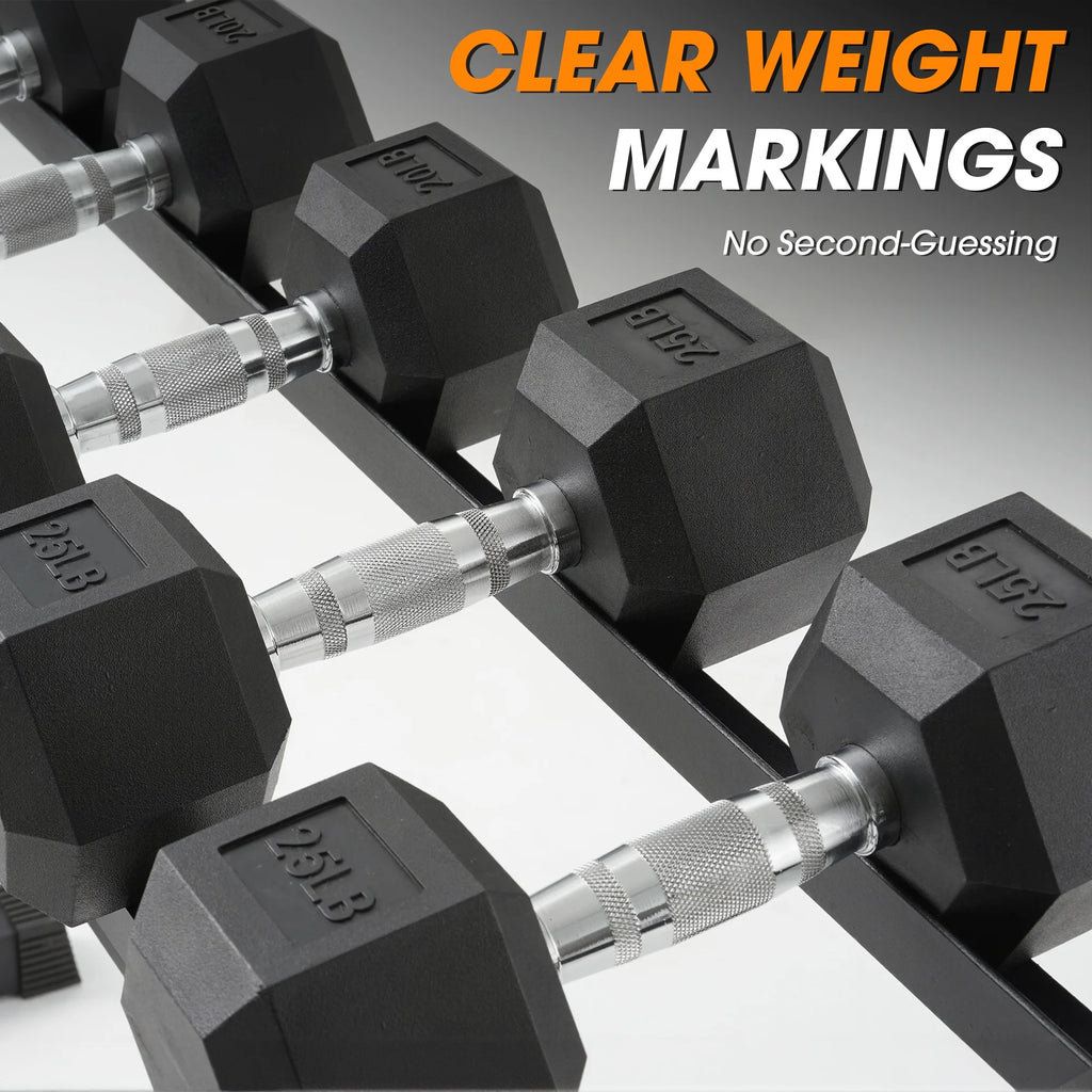 Mikolo Rubber Hex Dumbbell Set with Racks, Option in 450lbs, Strength Training Weight Set Home Gym