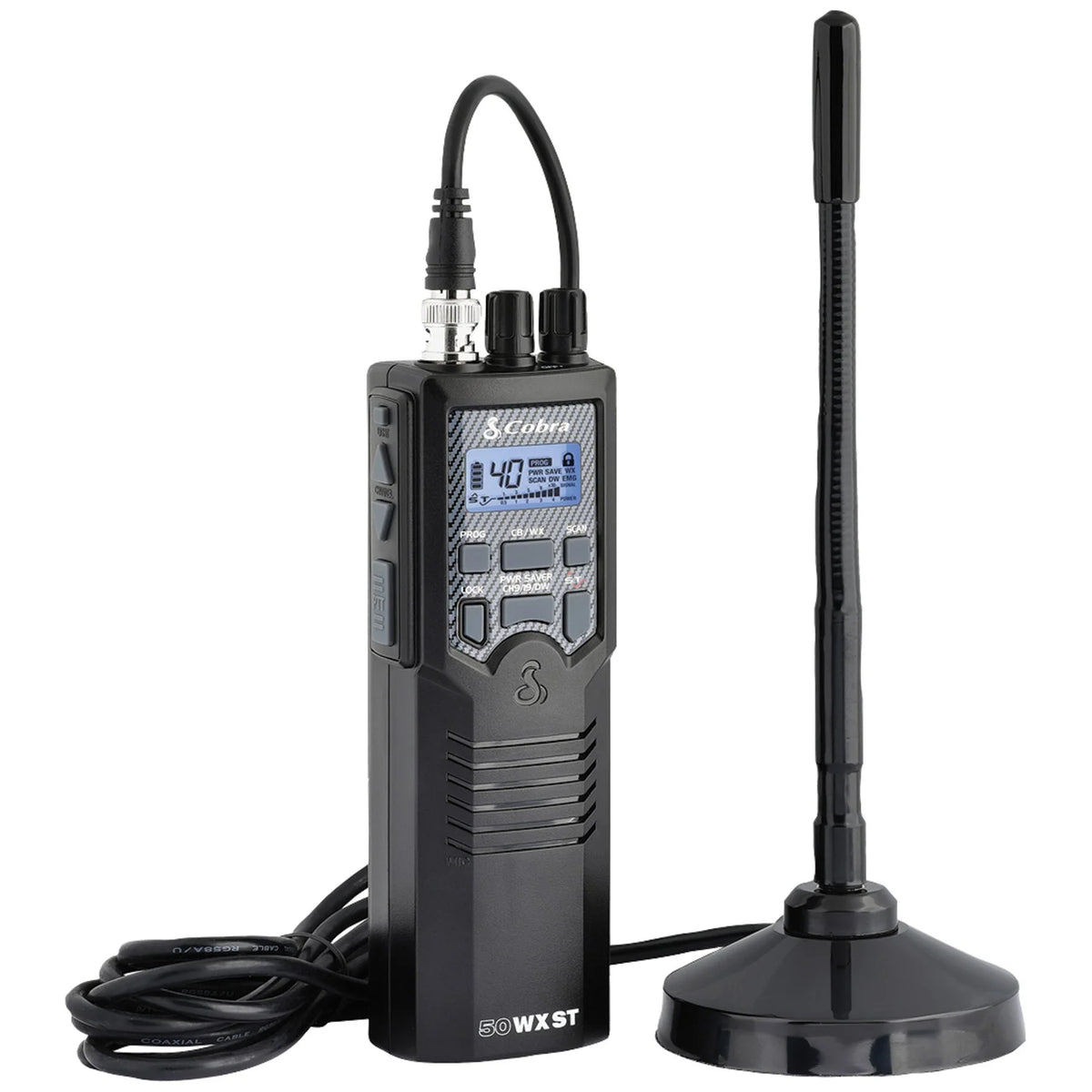 Cobra HHRT50 Road Trip Cb Radio,2-Way Handheld Cb Radio with Rooftop Magnet Mount Antenna, NOAA Channels, Dual Watch, 40 Channel, Black