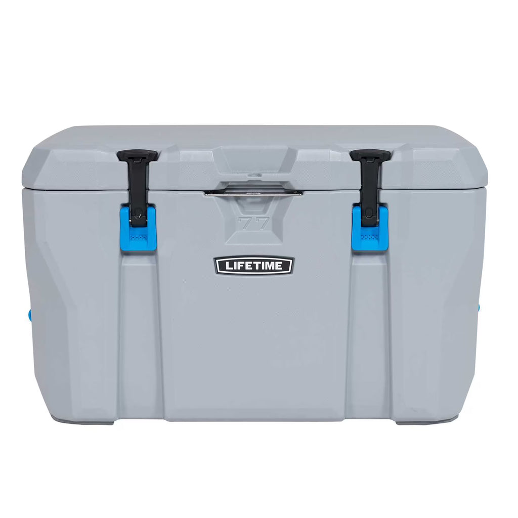 Lifetime 77 qt Bear-Resistant Camping Cooler, Premium High Performance, Ice Retention, Hard Cooler, 96 Can Capacity, Light Gray (90903)