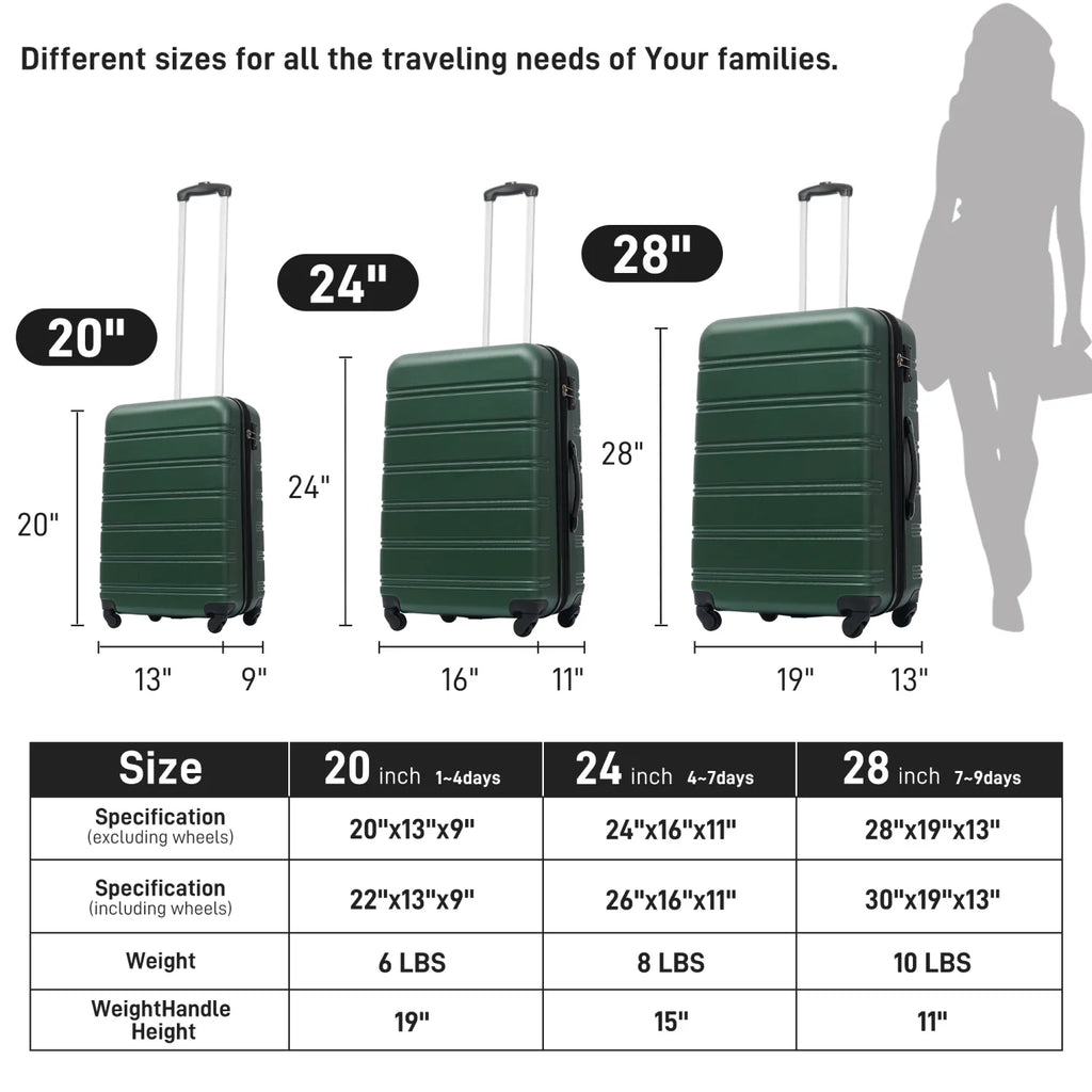 Luggage Sets 3 Piece, Hardside Expandable Ultra Durable PC Lightweight Carry On, Travel Suitcase Set with TSA Lock Spinner Wheels, Multicolor Purple