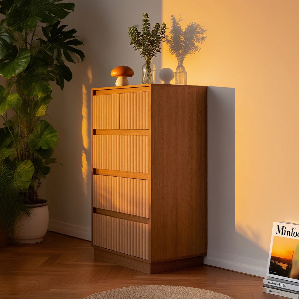 Wood Dresser, 6 Drawer Dresser for Bedroom, Modern Chest of Drawers with Deep Drawers Waterproof Living Room, Hallway, Entryway