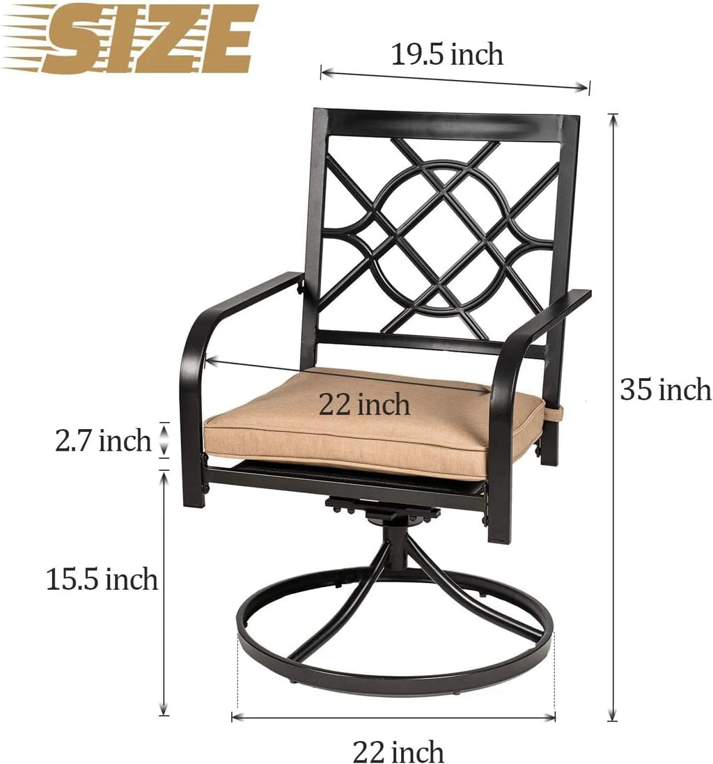 SUNCROWN 5-Piece Outdoor Wrought Iron Chairs and Table Patio Dining Furniture Set - 4 Stackable Metal Chairs, 1 Steel Slat Bistro Table and 1 Sky Blue 9Ft Patio Umbrella for Garden Backyard Deck