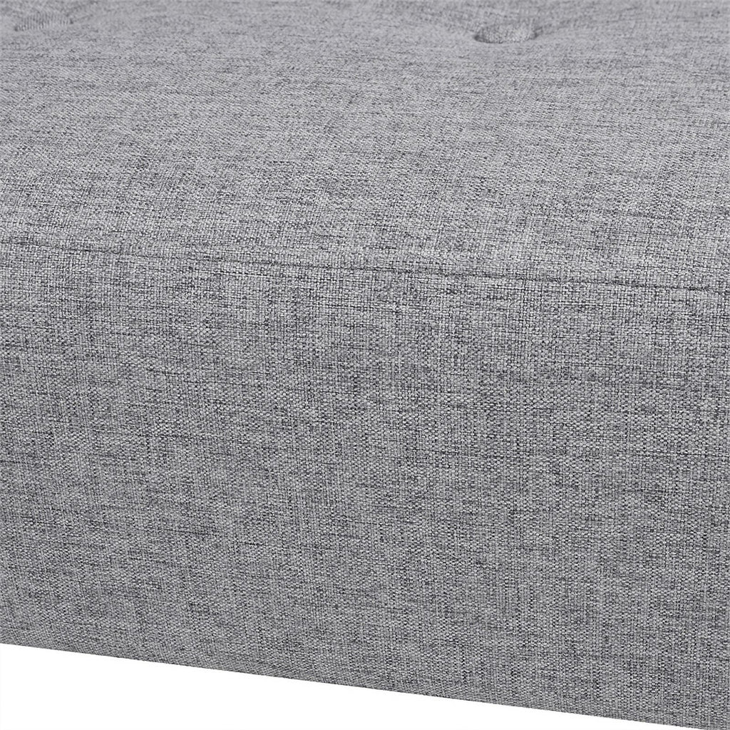Jennifer Taylor Home Jared Roll Arm Tufted Polyester Fabric Bench, Sky Neutral Beige