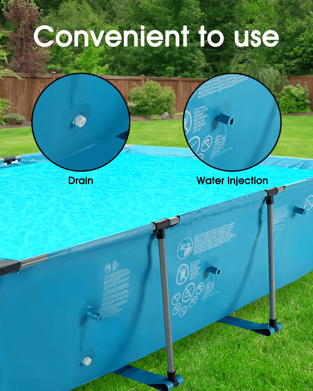 Naipo Swimming Pool Above Ground Outdoor 10 ft Rectangular Frame Pools Blue Family Outdoor Use