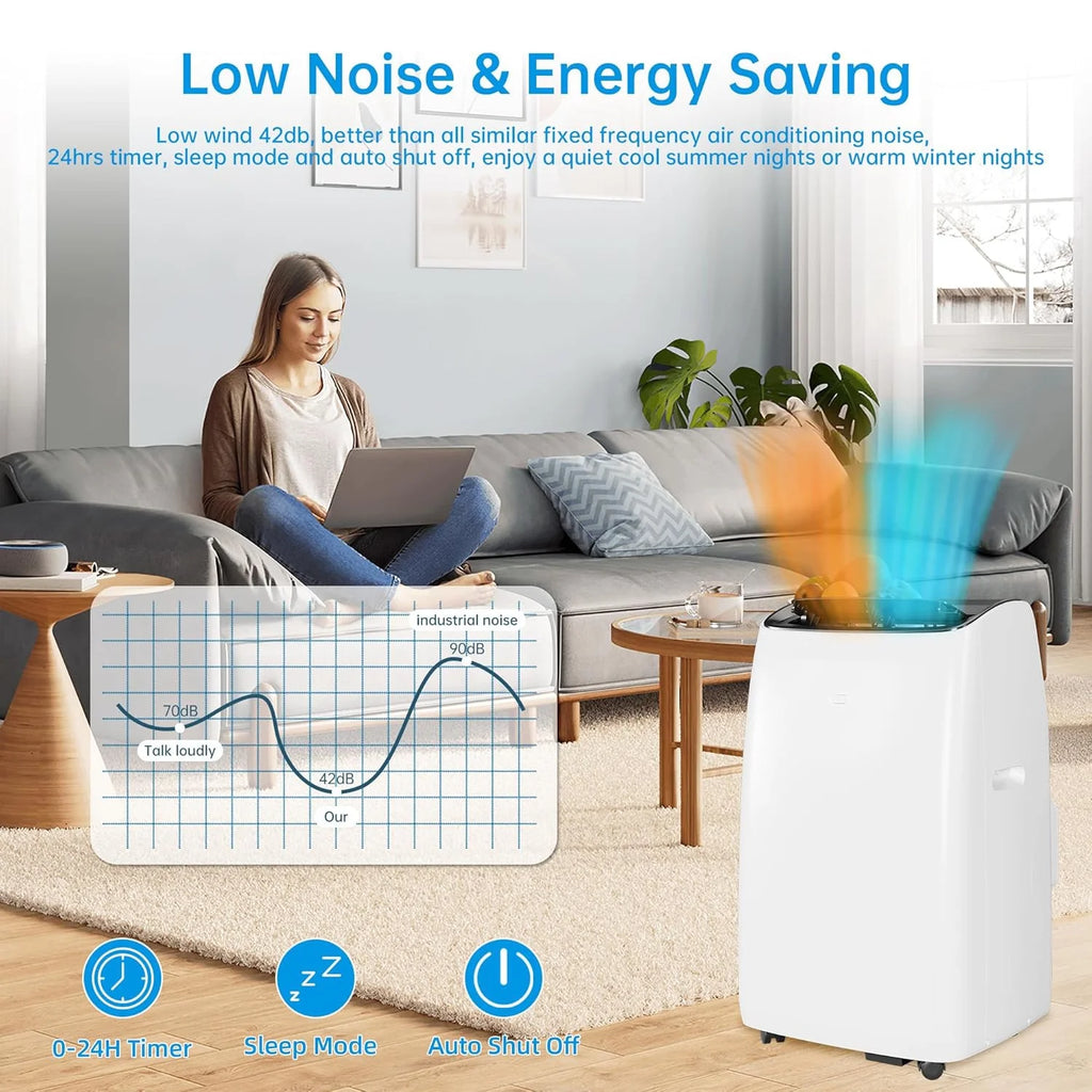 Garvee 14000 BTU Air Conditioner with Heater, Portable AC Unit w/Remote Control & Window Kit for Room up to 750 Sq.ft, White