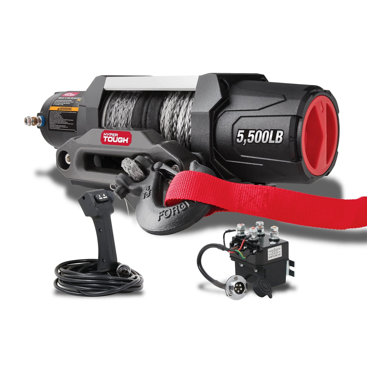 Hyper Tough 5500 lb 12V DC Electric UTV Winch with 50ft. Synthetic Rope and Mounting Bracket