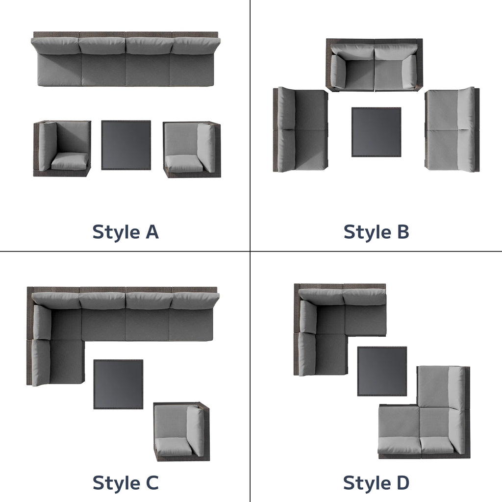 Patio Furniture Set, Lofka 7 Piece Outdoor Sectional Furniture Chair Set with Cushions and Coffee Table, Gray