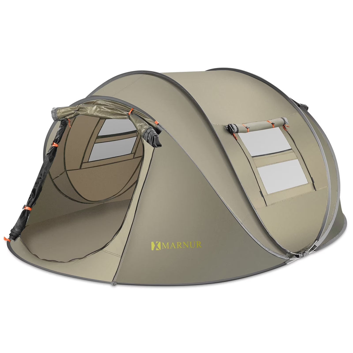 MARNUR Instant Tent 4-Person Camp Tent, Auto Setup Pop Up Tent, Pordable, Huge Door & Windows, Dark Blue
