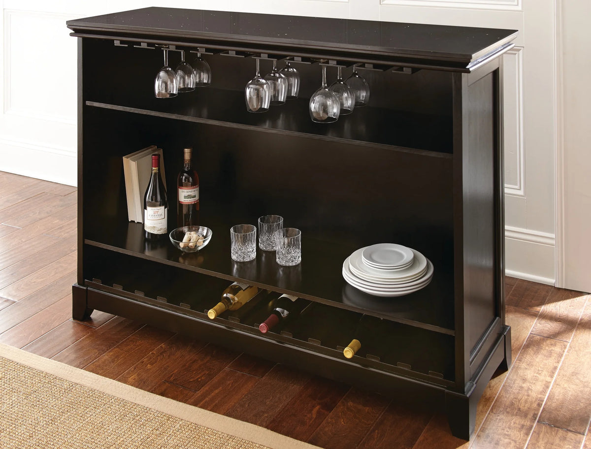 Steve Silver Garcia Pub Style Traditional Home Bar with Silverstone Top, Black