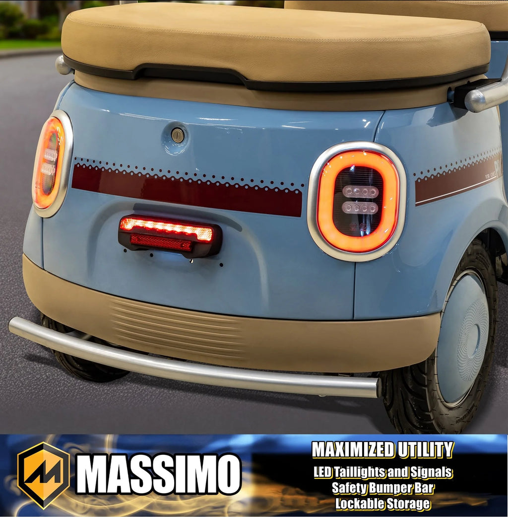 Massimo MGC E-Trike 3-Wheel Electric Cart 17 MPH, 2-Seater Adult Scooter Blue