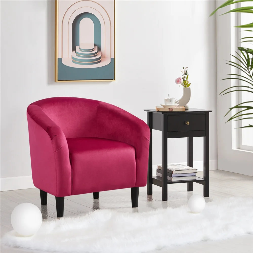 Alden Design Upholstered Barrel Accent Chair for Livingroom, Yellow Velvet