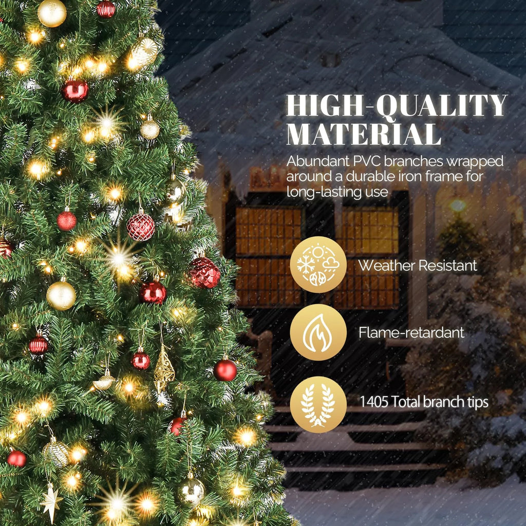 Vebreda 6FT Pre-Lit Artificial Christmas Tree with 300 Warm White LED Lights, Hinged Branch Design, Eco-Friendly PVC Needles & Foldable Metal Stand for Home, Office & Holiday Dcor