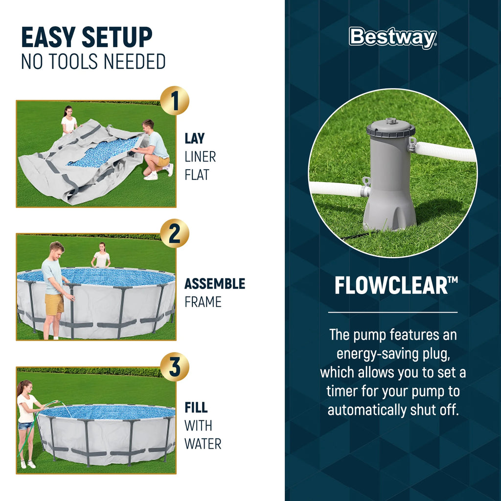 Open Box Bestway Steel Pro Max 15'x42" Frame Above Ground Pool Set