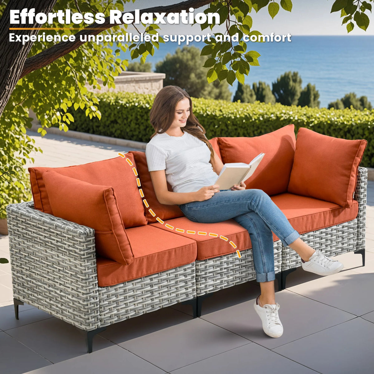 Vcatnet Outdoor Patio Furniture Sets 10 Pieces Sectional Sofa Wicker Conversation Set with Swivel Glider Chairs and Solar Powered Coffee Table for Porch,Backyard,Gray