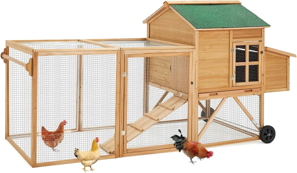 YODOLLA Chicken Coop 100" Wooden Large Chicken Cage with Run Chicken Coop for 6 8 Chickens,Chicken Run Hen House with 3 Nesting Boxes