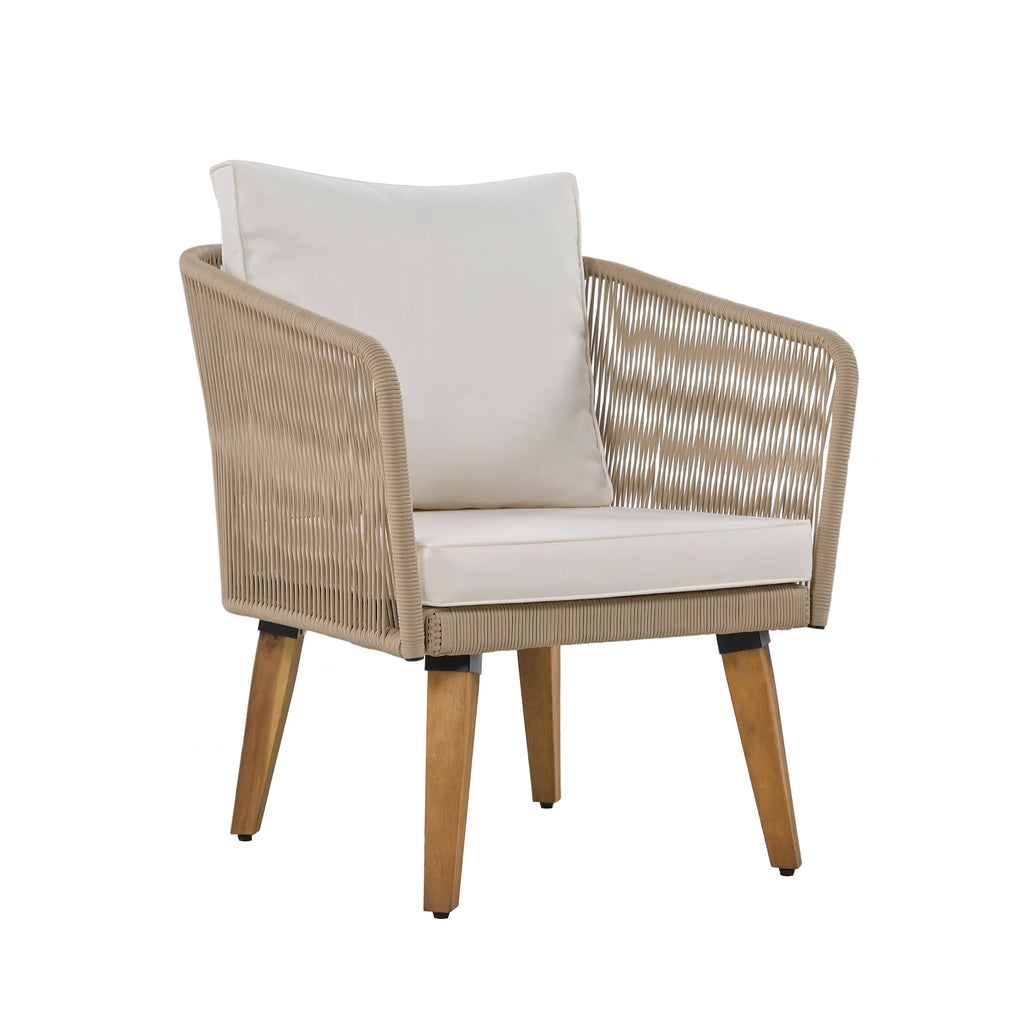 YIYADO 4-piece outdoor sofa set with rattan design, leisure table and chairs with cushions, outdoor sun protection, balcony sofa chair, beige