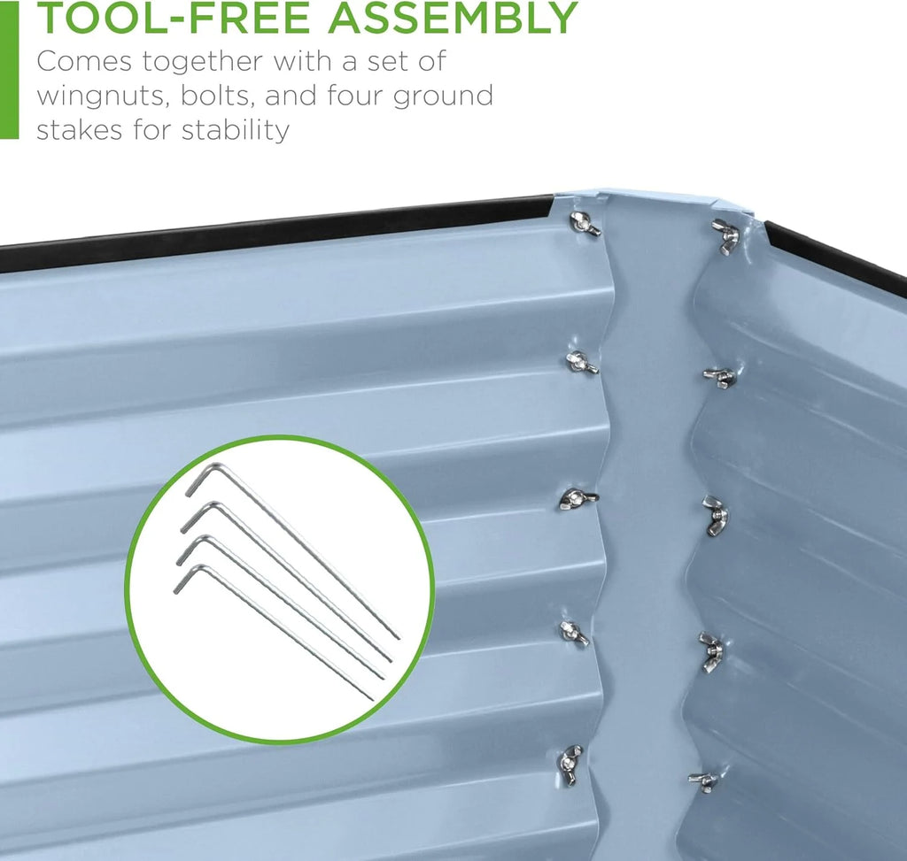 Gloaa 6x3x2ft Outdoor Metal Raised Garden Bed, Deep Root Box Planter for Vegetables, Flowers, Herbs, and Succulents w/ 269 Gallon Capacity Sage Green