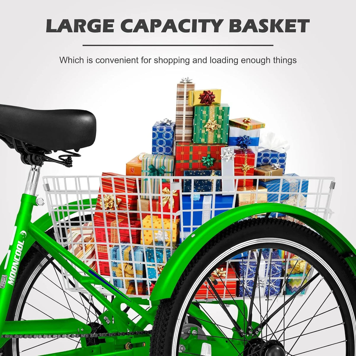 FICISOG 7 Speed Adult Tricycle for Women, 20/24/26 Inch Adult Trike with Basket, 3 Wheel Bikes for Adults Seniors, Cruise Trike for Shopping Picnic