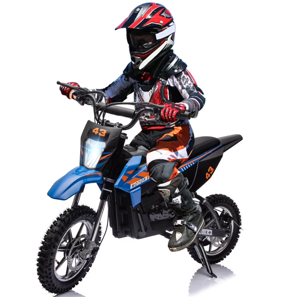 COZONY 36V Kids Electric Dirt Bike,15.5MPH Kids Electric Motorcycle W/ 350W Brushless Motor LED lights, Air-Filled Tires, Leather Seat,Disc Brake,Max Load 175 Lbs,for Kids Ages 14+ Teenagers, Black