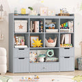 Homfa Kids Toy Storage Organizer with Cubby, Kids Toy Storage Chest with Removable Drawers, Kids Bookcase for Playroom Bedroom Living Room, Gray