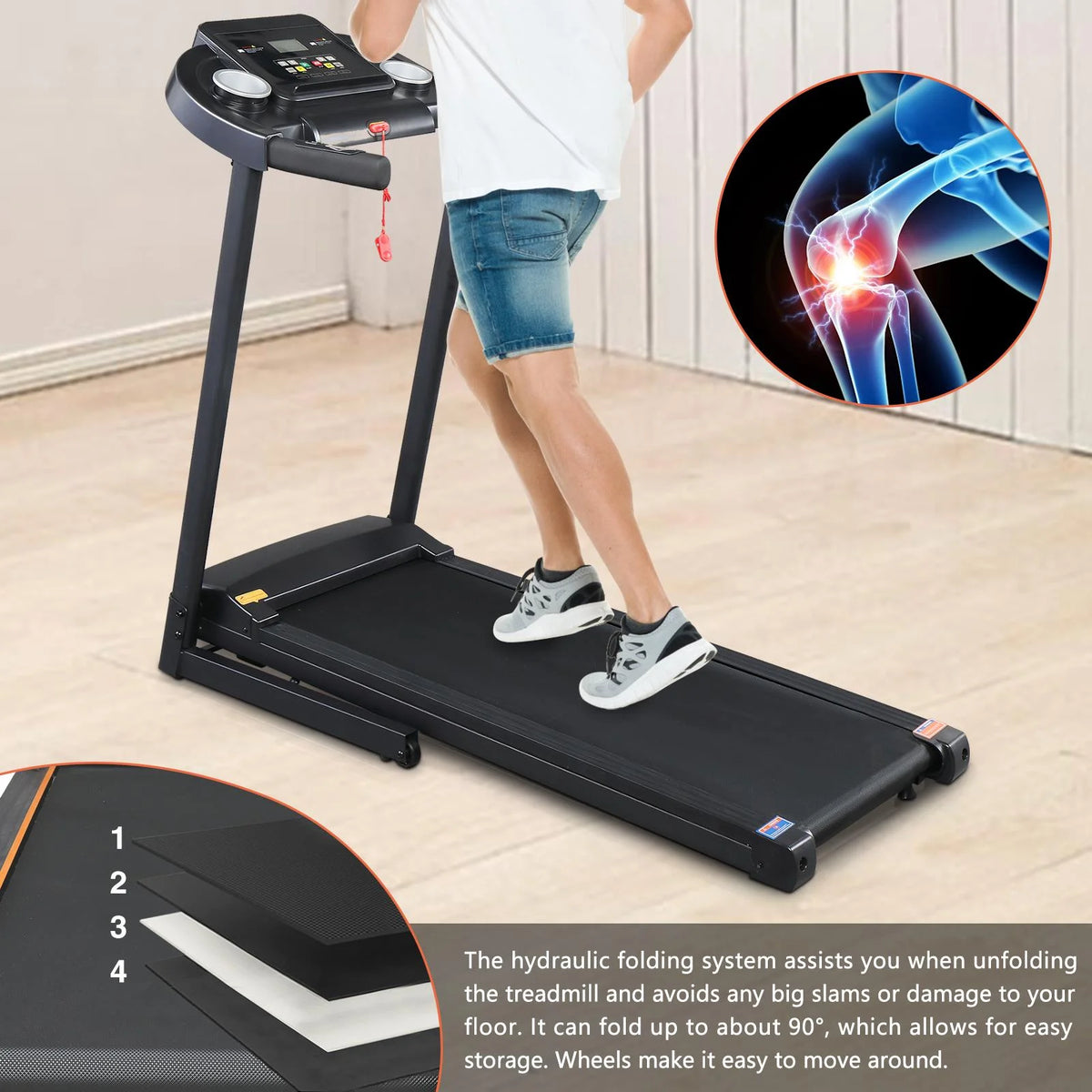 Ktaxon Folding Electric Treadmill, Walking Jogging Home Fitness Machine