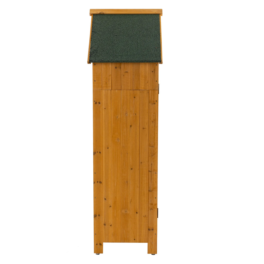 Miniyam 70.55" Outdoor Storage Shed, Garden Tool Storage Cabinet for Home Yard, Natural