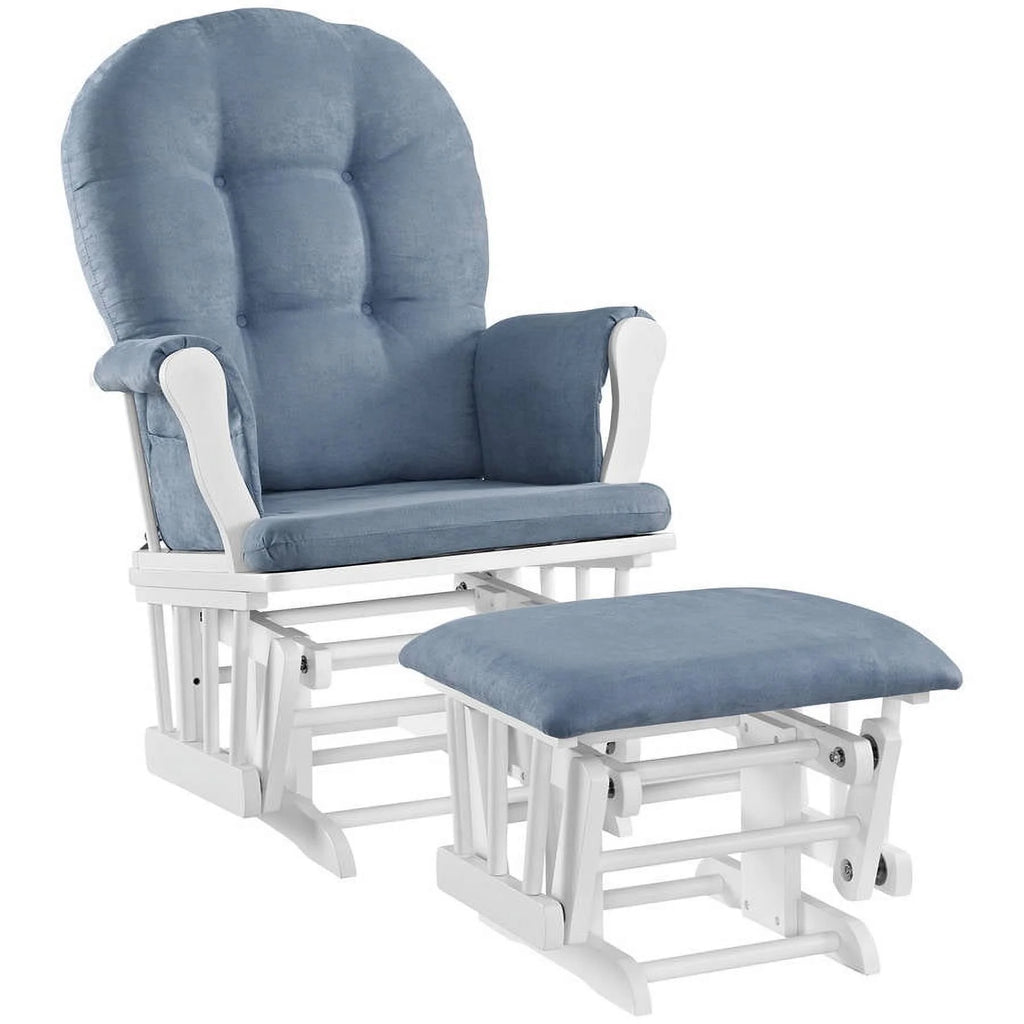 Angel Line Windsor Glider and Ottoman, Natural Finish with Gray Cushions