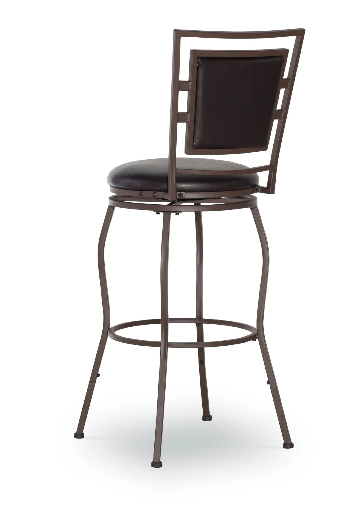Linon Nora 3-Piece Swivel Bar Stool Set, 24"-30" Adjustable Seat Height, Dark Brown Finish with Dark Brown Vinyl Fabric
