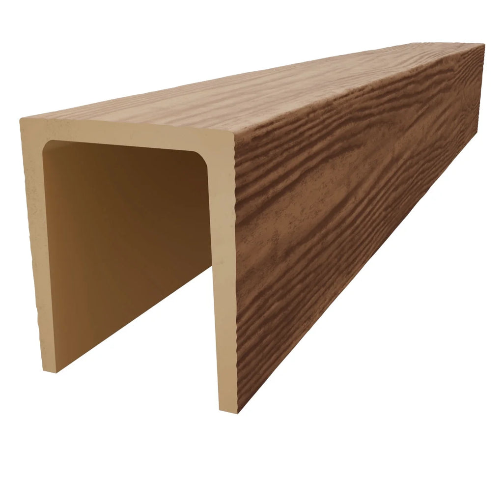 Ekena Millwork 3 1/2"W x 3 1/2"H x 120"L 3-Sided (U-Beam) Mena HeritageTimber Faux Wood Ceiling Beam, Kona Brown