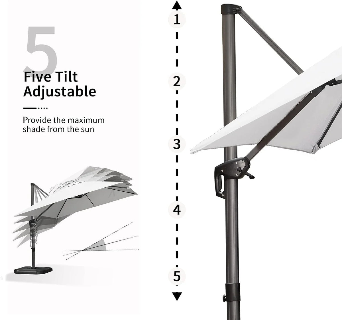 PURPLE LEAF 8x8 Ft Cantilever Umbrella Square Outdoor Patio Umbrella Large Offset Hanging Umbrella Aluminum Umbrella with 360°Rotation Adjustable Garden Pool Umbrella,Beige