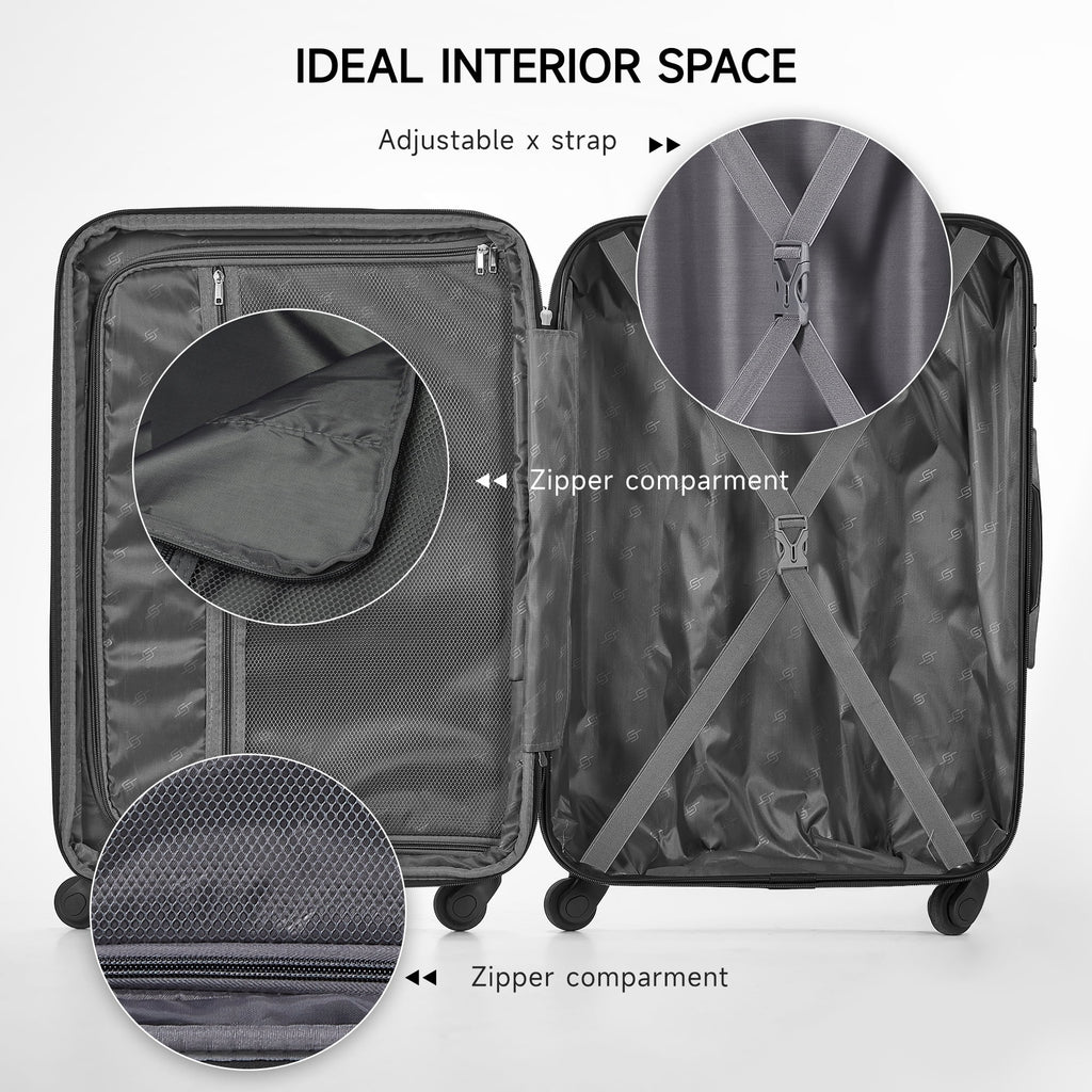 3 Piece Luggage Sets Hard Shell Suitcase Set with Spinner Wheels for Travel Trips Business 20" 24" 28", Rose Gold