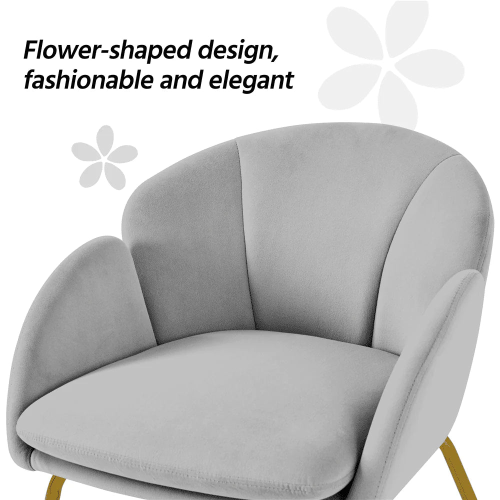 SmileMart Glam Velvet Accent Chair with Golden Metal Legs, Gray