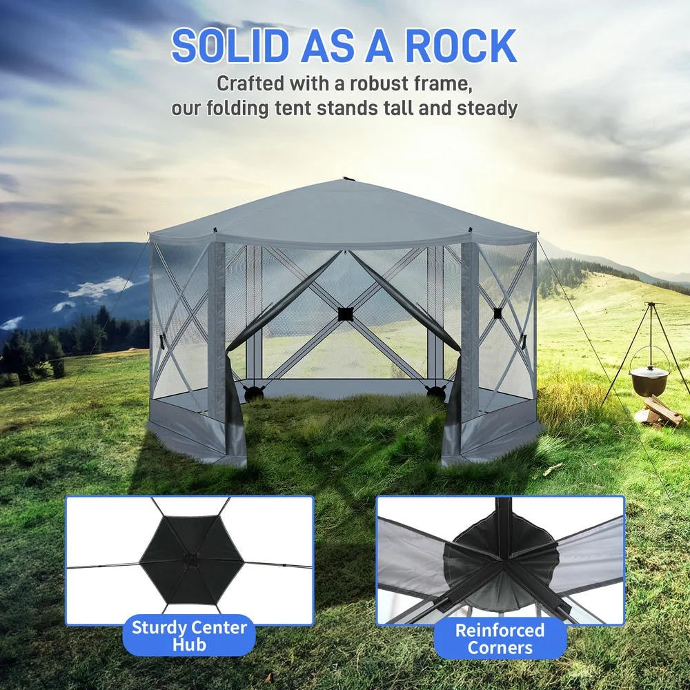 GVN Backyard Garden Canopy, Camping Canopy Screen Tent,12' x 12' Outdoor Pop-Up Camping Canopy