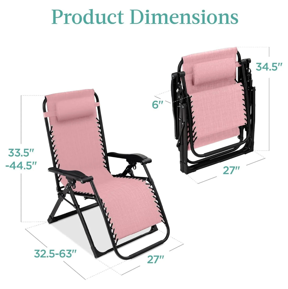 Oversized Chair, Folding Outdoor Patio Recliner, XL Anti Gravity Lounger w/Removable Cushion, Cup Holder, Side Tray, 350lb Capacity - Taupe