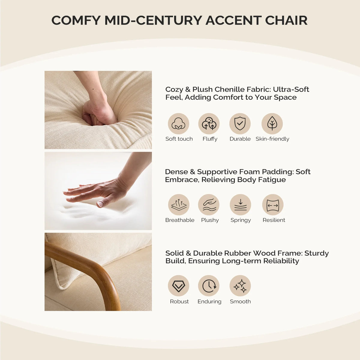 Ktaxon Accent Chair Corduroy Upholstered Armchair, Reading Club Chair with Pillow and Solid Wood Frame for Living Room Bedroom Furniture Off White