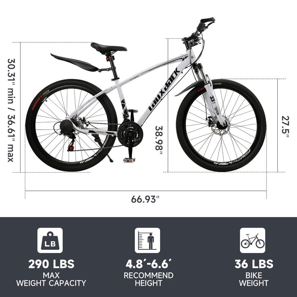 ARTUDATECH 27.5 Inch Mountain Bike, Shimano 21 Speed,  Dual Disc Brake Bike for Men Womens Adult, Full Suspension Bicycle