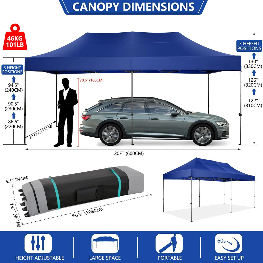 COBIZI 10x15ft Pop up Canopy, Heavy Duty Party Canopy Waterproof Commercial for Outdoor,Black