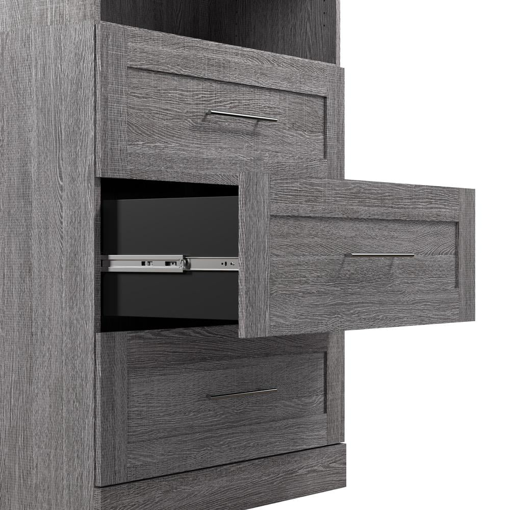 Bestar Pur 161W Walk-In Closet Organizer System in Bark Gray - Engineered Wood