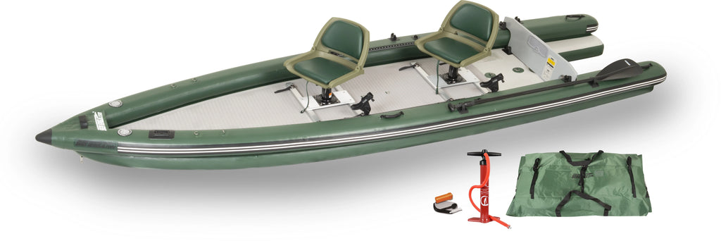 Sea Eagle FSK16 Inflatable Fish Skiff 16 Frameless Fishing Boat - 2 Person Swivel Seat Package