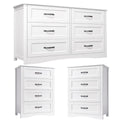 Lofka 3 Piece Nightstands and Dressers Sets , 6 Drawer Dresser & 4 Drawers Nightstand set of 2,Modern Engineered Wood ,White