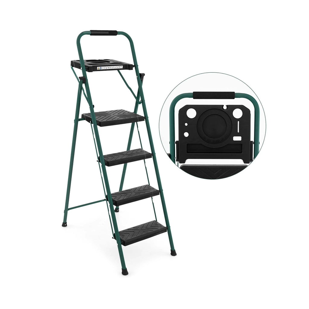 Costway 4 Step Ladder Folding Portable Anti-Slip Steel Step Stool 330lbs with Tool Platform