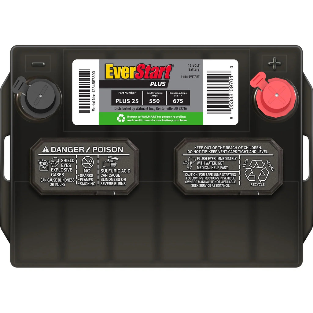EverStart Plus Lead Acid Automotive Battery, Group Size 25 12 Volt, 550 CCA